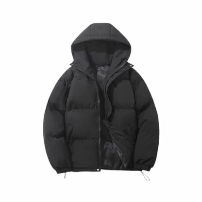 Winter Coats for Women UK Solid Color Hooded Winter Couple Korean Version of Loose Warm Padded Casual Bread Padded Jacket Down Jacket Junior Women Women's Autumn and Winter Season Cotton Clothes - Image 2