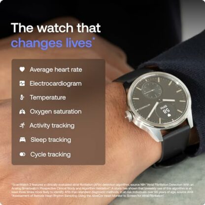 Withings ScanWatch 2, Hybrid Smartwatch Heart Health for Men & Women - ECG, SPO2, Temperature Monitoring, Sleep Tracking, Respiratory Health, Cycle Tracking, 30 Day Battery Life, iOS & Android - Image 3