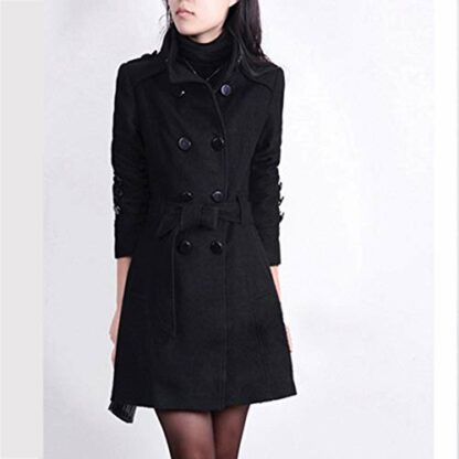 Women Warm Coat with Belt Winter Button Loose Fashion Long Sleeve Jacket Short Trench Coats for Women Uk Hooded Raincoat Trench Coat Jacket 40Th Birthday Gifts for Women Promotion Clearance - Image 3