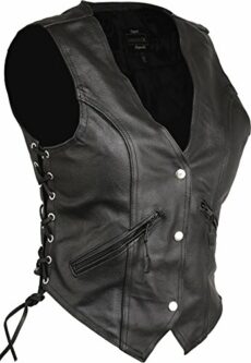 Womens Leather Waistcoat Motorcycle Vitange Biker Fashion Vest Chopper Rider