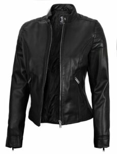 Womens Motorcycle Lightweight Leather Jacket - Real Lambskin Short Biker Jackets