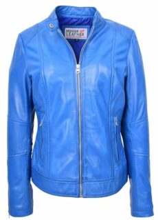 Womens Real Leather Biker Jacket Zip up Casual Connie