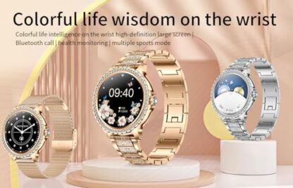 Women's Smartwatch with Bluetooth Calls, 20 Sports Modes Smart Watch with Sleep Heart Rate Monitor, Message Notifications, 1.32 Inches Diamond IP67 Women's Smartwatch Watch for Android iOS Rose Gold 3 Women's Smartwatch with Bluetooth Calls, 20 Sports Modes Smart Watch with Sleep Heart Rate Monitor, Message Notifications, 1.32 Inches Diamond IP67 Women's Smartwatch Watch for Android iOS Rose Gold - Image 3