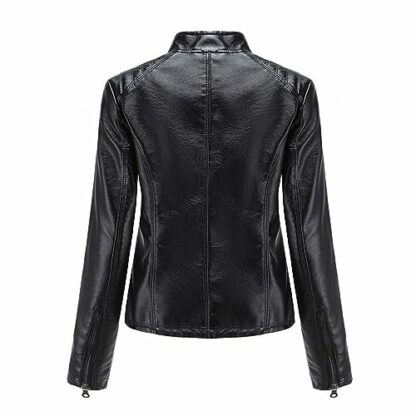 YFFUSHI Women Faux Leather Bomber Jacket Moto Biker Coat Long Sleeve Jacket Zip Casual 3 YFFUSHI Women Faux Leather Bomber Jacket Moto Biker Coat Long Sleeve Jacket Zip Casual - Image 3