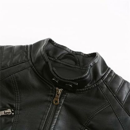YFFUSHI Women Faux Leather Bomber Jacket Moto Biker Coat Long Sleeve Jacket Zip Casual 4 YFFUSHI Women Faux Leather Bomber Jacket Moto Biker Coat Long Sleeve Jacket Zip Casual - Image 4