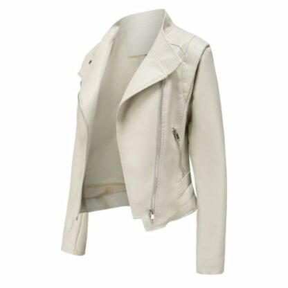 YYNUDA Leather Jacket Women Zip Up Biker Moto Jacket Short Bomber Jacket Motorcycle Jacket Outwear Coat - Image 3