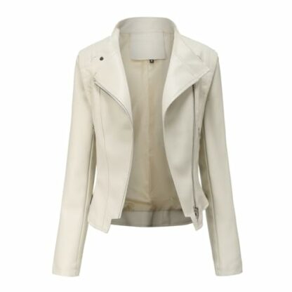 YYNUDA Leather Jacket Women Zip Up Biker Moto Jacket Short Bomber Jacket Motorcycle Jacket Outwear Coat - Image 2