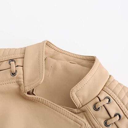 YYNUDA Women's Faux Leather Jacket Zip Up Moto Biker Classic Short Coat Floral Print - Image 4