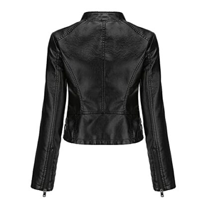 YYNUDA Women's Stylish Faux Leather Jacket With Rivets Zip Up Motorcycle Short PU Moto Biker Outwear Fitted Slim Coat 3 YYNUDA Women's Stylish Faux Leather Jacket With Rivets Zip Up Motorcycle Short PU Moto Biker Outwear Fitted Slim Coat - Image 3
