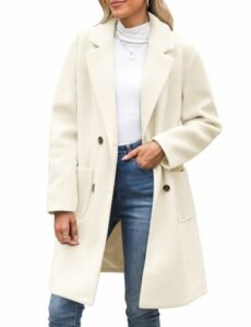 Yuson Girl Women's Coats Winter Overcoat Jackets for Women Wool Blend Coat Solid Colour Autumn Trench Pea Coat Classic Lapel Collar Warm Overcoat Double Breasted Mid-Length Jacket Outwear