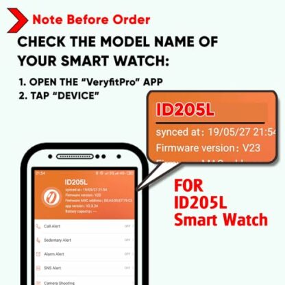 ZURURU Soft Silicone Smart Watch Replacement Bands Straps 19mm for Veryfitpro ID205L, ID205S, ID205U, ID205 Fitness Watch Black - Image 4