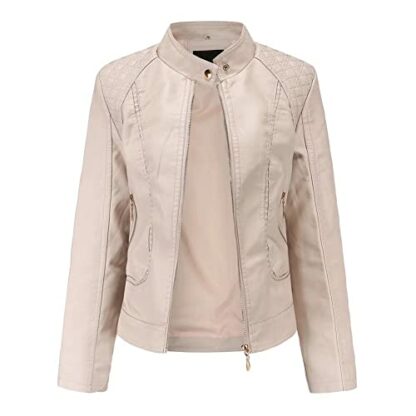 chiguomaoyi Women's Short Faux Leather Jacket Motorcyclet Jacket Biker Fashion Jacket Coat - Image 2