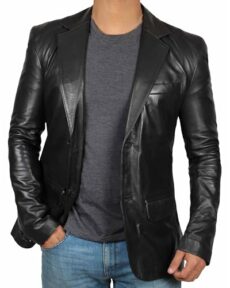 fjackets Leather Blazer for Men - Black & Brown Real Lambskin Casual Men's Leather Jacket Coats