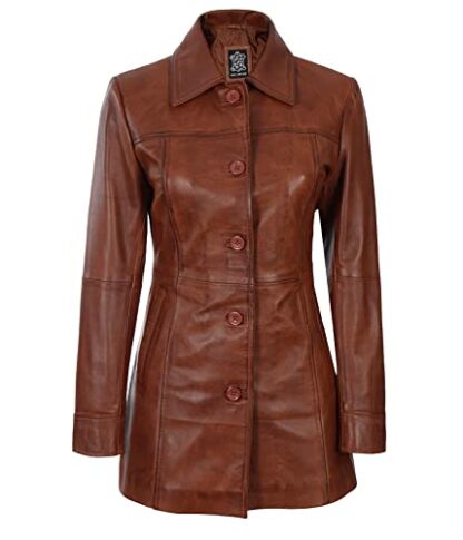 fjackets Real Leather Jacket Women - Lambskin Long Coats For Women - Stylish Soft Women's Trench Coats - Image 3