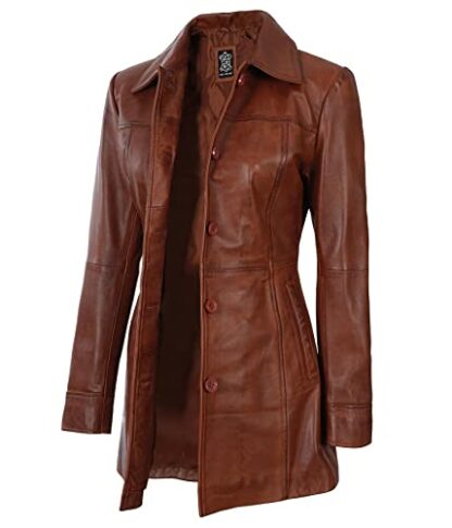 fjackets Real Leather Jacket Women - Lambskin Long Coats For Women - Stylish Soft Women's Trench Coats - Image 4
