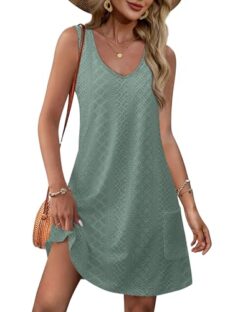 Aokosor Women's Loose V Neck Sundress