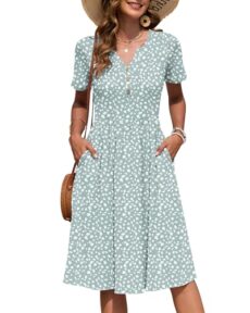 AUSELILY Women's Summer Midi Dress with Pockets