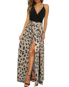 Spaghetti Strap Summer Maxi Dress Leopard Print