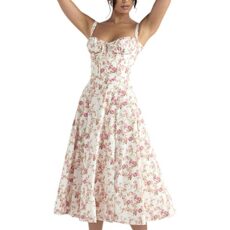 Women’s Floral Corset Sundress with Spaghetti Straps