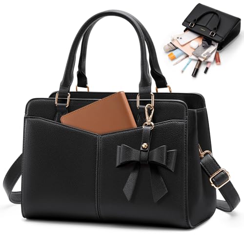 PU Leather Tote Shoulder Bag, Water-Resistant, RAINSMORE 1 Chic Medium PU Leather Handbag for Women