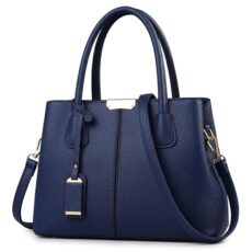 Elegant Navy Blue PU Leather Handbag