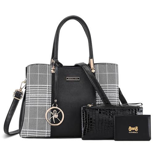 PU Leather Crossbody Handbag, Gold Hardware, Black - VINBAGGE 1 Elegant PU Leather Crossbody Handbag for Women