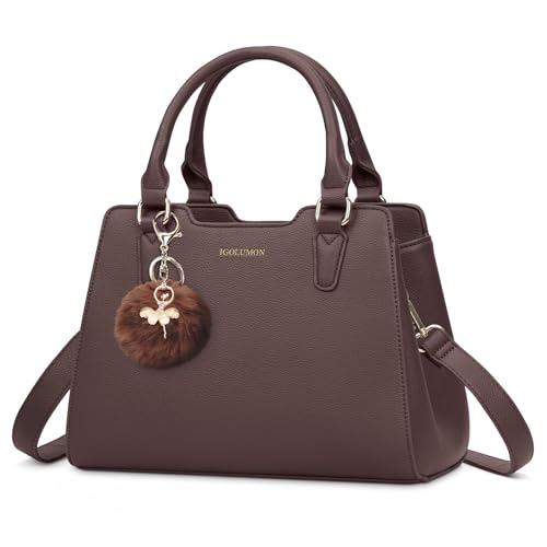 PU Leather Top-Handle Satchel, 5 Compartments - IGOLUMON 1 IGOLUMON Women's PU Leather Designer Handbag