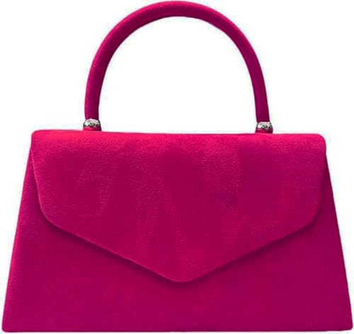 Fuchsia Wedding Clutch Bag, PU Suede Leather - LeahWard 1 LeahWard Fuchsia Wedding Clutch Bag