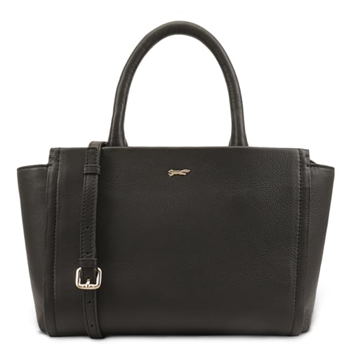 Genuine Leather Multiway Handbag, Jet Black L - Paul Costelloe 1 Paul Costelloe Leather Multiway Handbag