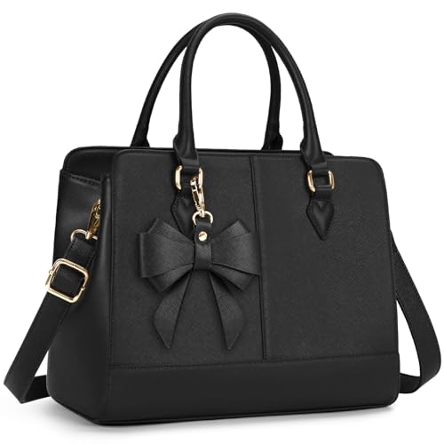 Waterproof PU Leather Work Tote Bag, Black - RAINSMORE 1 RAINSMORE Waterproof Handbag for Women